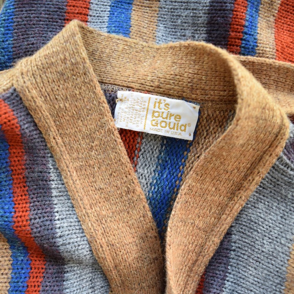 Vintage stripe hippie boho wrap kimono cowichan - Picture 8 of 8